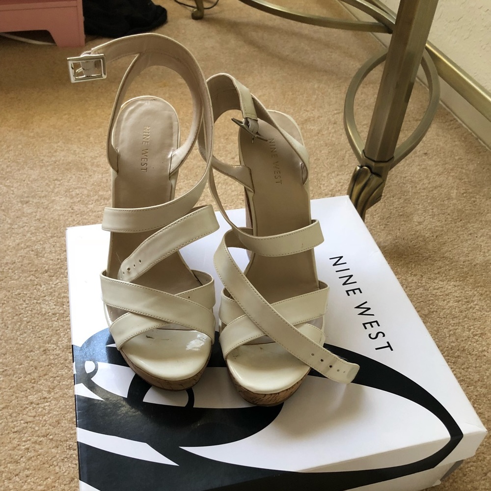 Nine West white sandals/wedges